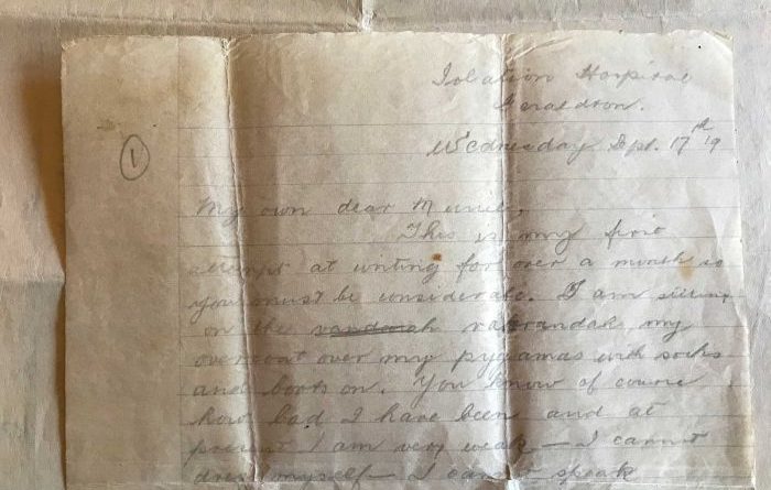 Дівчині потрапив на очі лист від прадідуся, який писав його своїй дружині, перебуваючи в ізоляції за часів іспанки